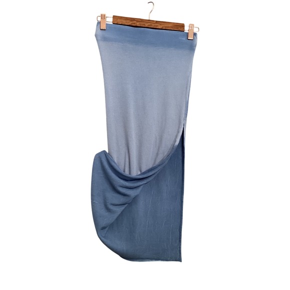 COTTONCITIZEN Melbourne Midi Skirt Blue Ombre Ribbed Slit XS Made in USA - Picture 4 of 9